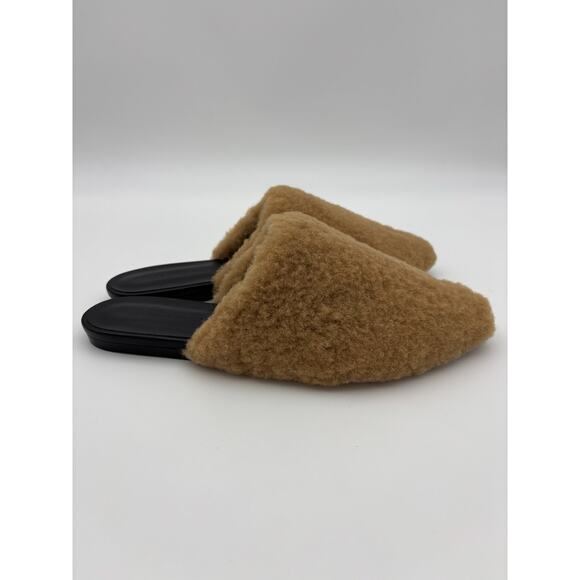 Jenni Kayne Shearling Slides Tan Tan Size 39 / 9 Point Toe Flats - Picture 5 of 14